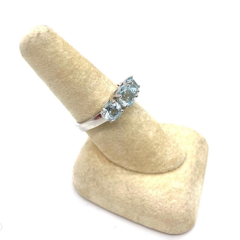 Silver Plated Ring Lab Created Faux Blue Sapphire
